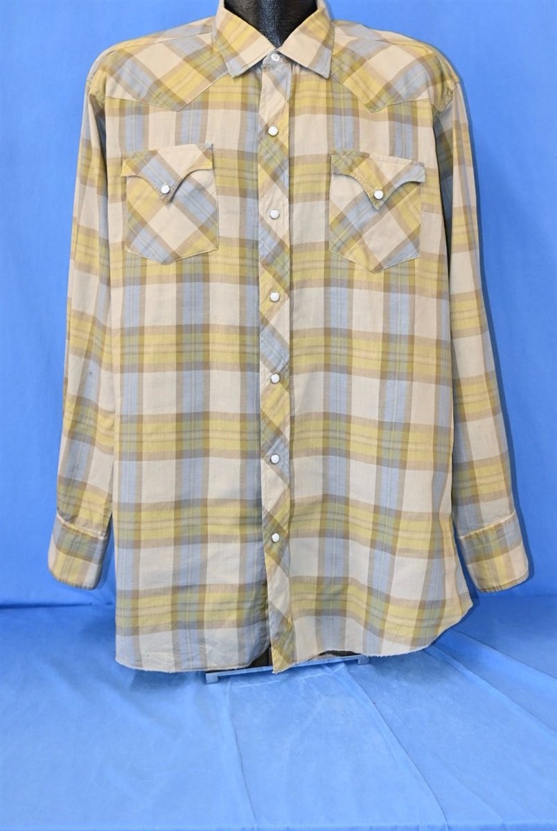 60s H Bar C Check Plaid Pearl Snap Cowboy Shirt Extra Large product image 2