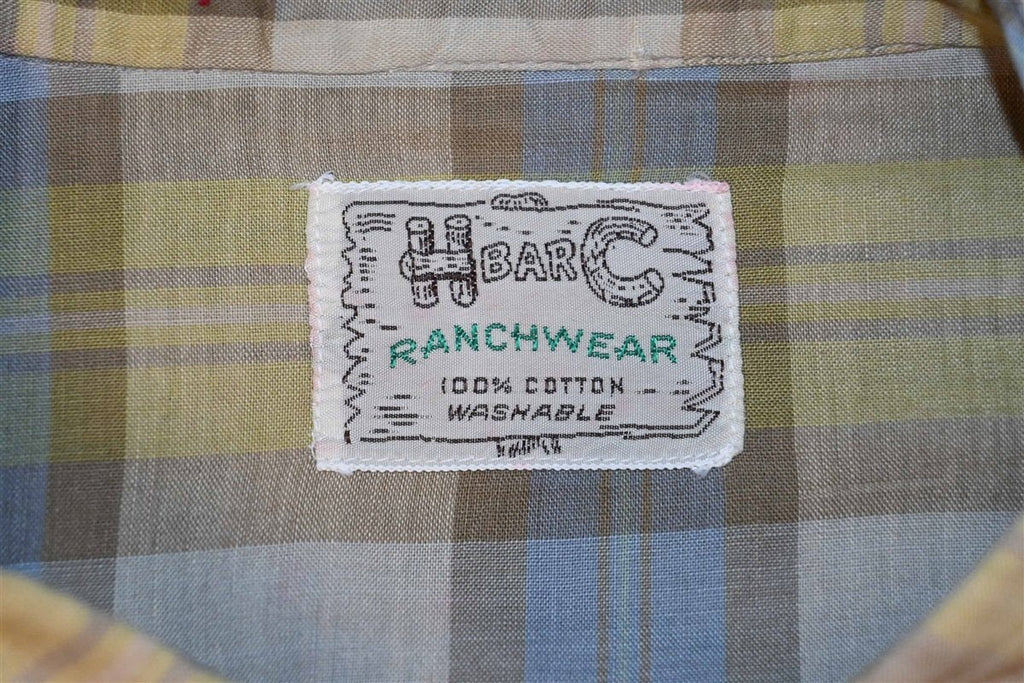 60s H Bar C Check Plaid Pearl Snap Cowboy Shirt Extra Large product image 4