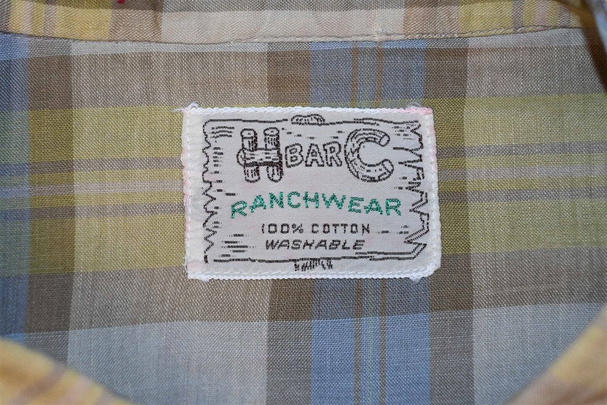 60s H Bar C Check Plaid Pearl Snap Cowboy Shirt Extra Large product image 4