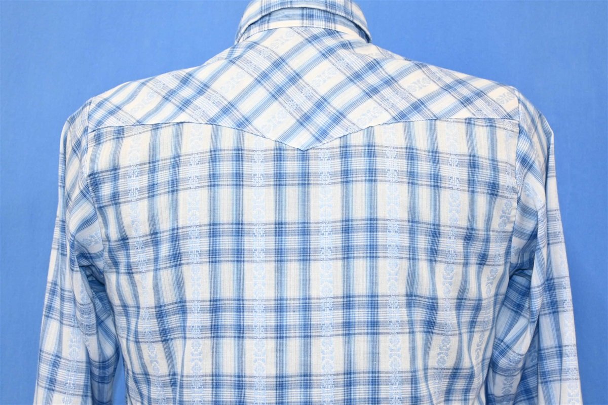 80s Levi's Blue Plaid Pearl Snap Western Shirt Youth Extra product image 3