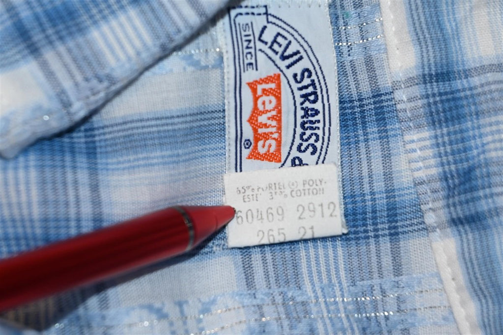 80s Levi's Blue Plaid Pearl Snap Western Shirt Youth Extra product image 6