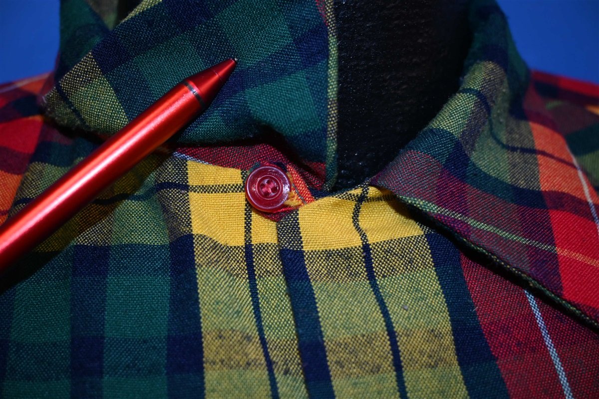 50s Roos Bros Plaid Loop Collar Button Down Shirt Large product image 3
