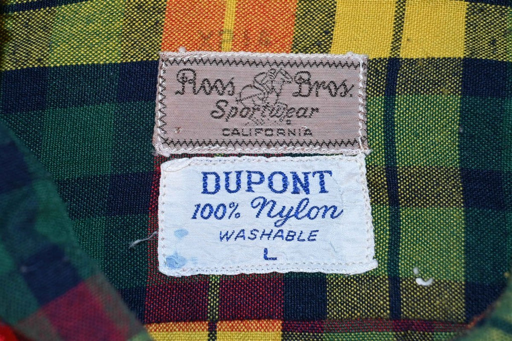 50s Roos Bros Plaid Loop Collar Button Down Shirt Large product image 6