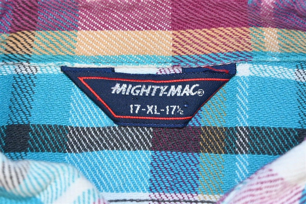 80s Mighty Mac Teal Plaid Flannel Button Down Shirt Extra product image 4
