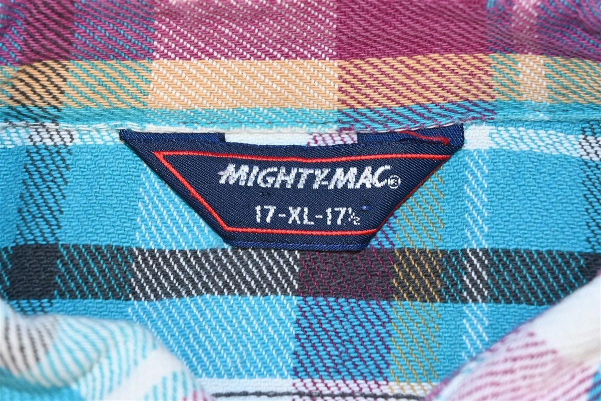 80s Mighty Mac Teal Plaid Flannel Button Down Shirt Extra product image 4