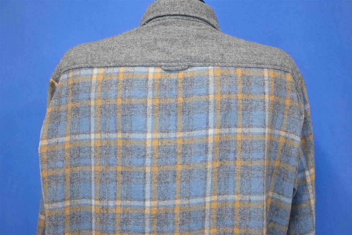 70s Kmart Gray Blue Plaid Wool Hunting Button Down Shirt product image 3