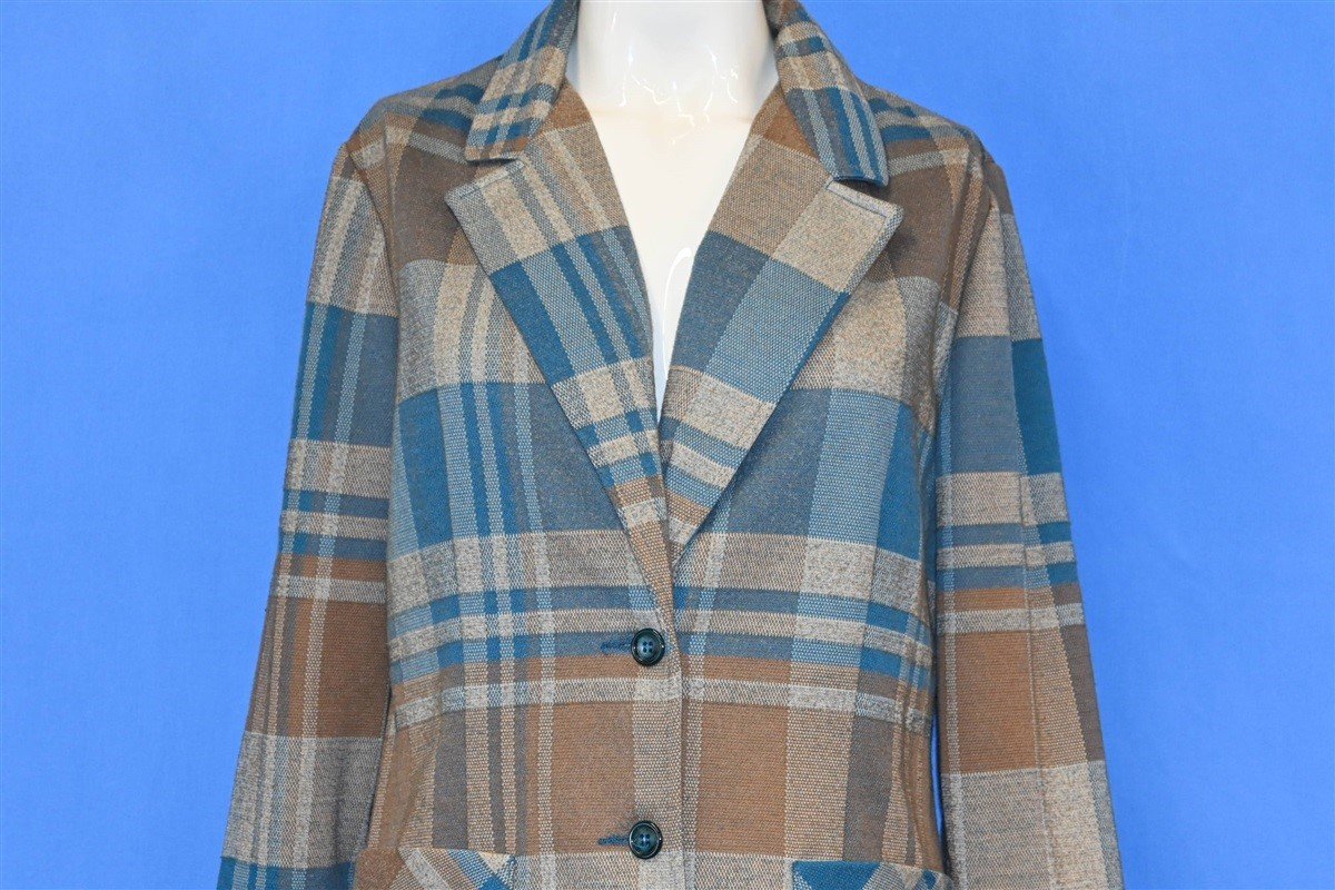 70s Cos Cob Brown Plaid Twill Suit Jacket Women's Medium product image 1