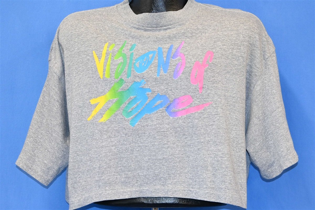80s Visions Of Hope Neon Rainbow Crop Top Half Shirt product image 1