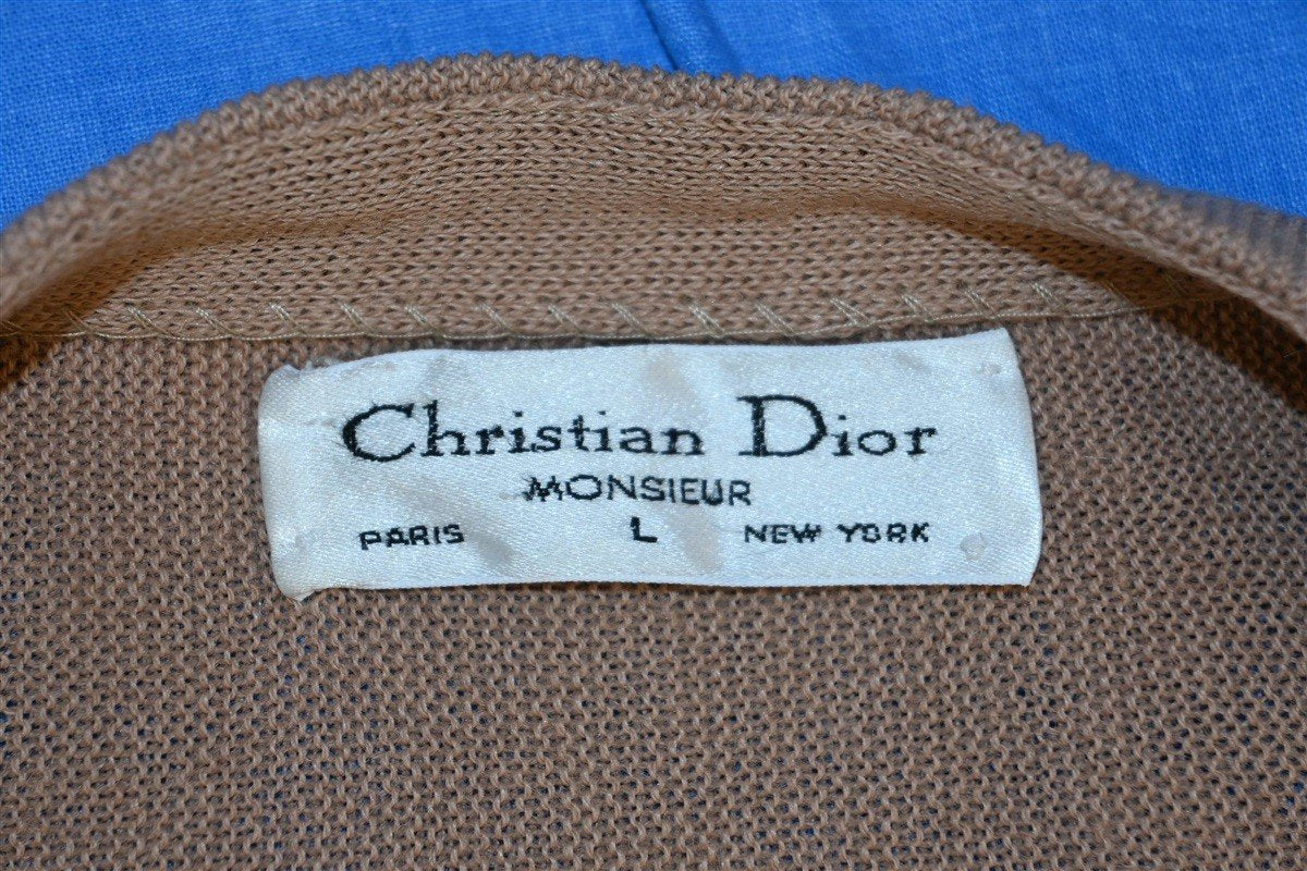 80s Christian Dior Beige Button Up Cardigan Sweater Large
