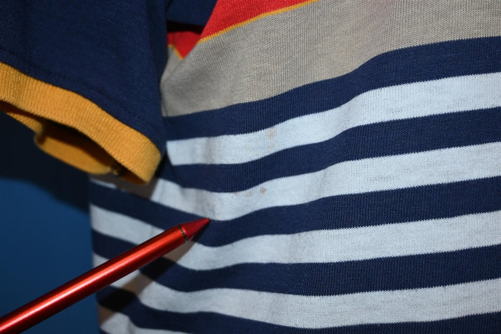 80s Jantzen Blue Striped Henley Ringer t-shirt Women's Large product image 4