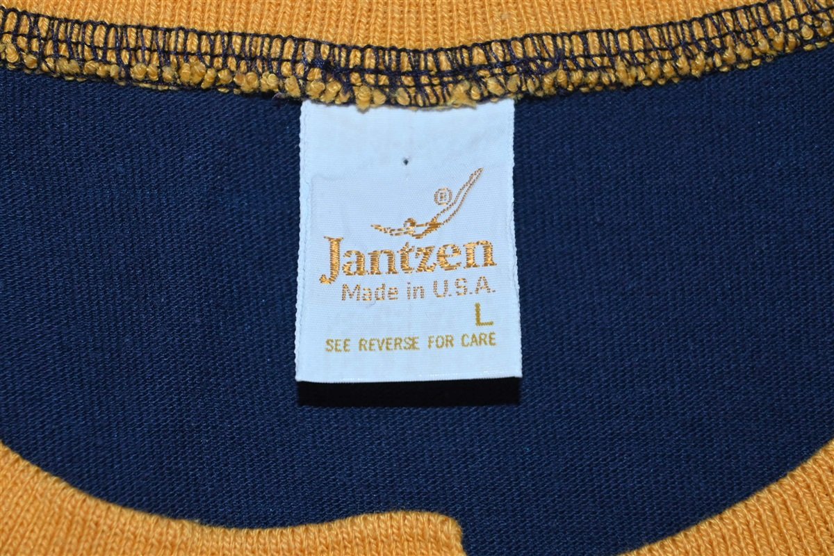 80s Jantzen Blue Striped Henley Ringer t-shirt Women's Large product image 5