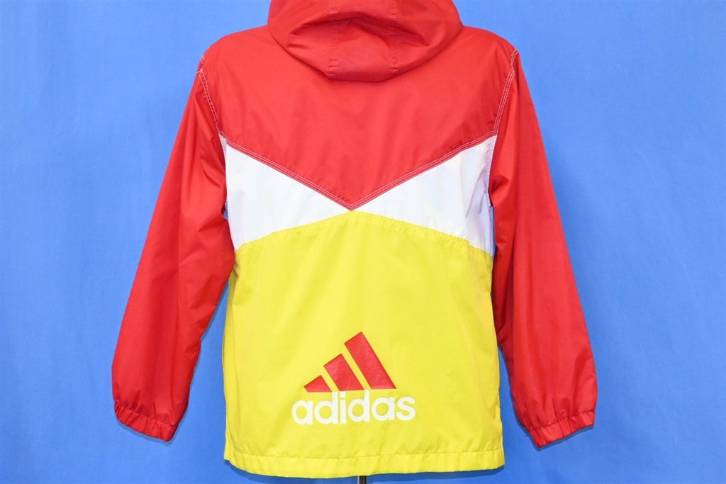 90s Adidas Red Yellow Hooded Windbreaker Jacket Medium product image 3
