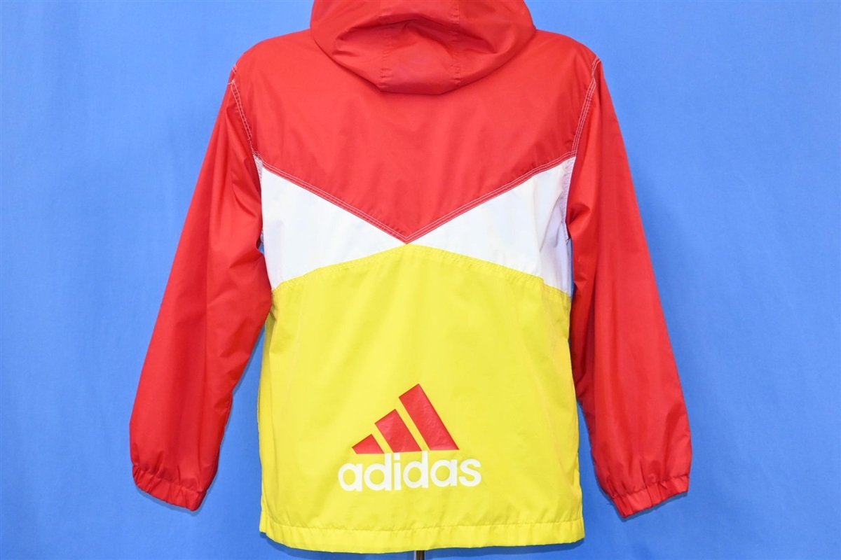 90s Adidas Red Yellow Hooded Windbreaker Jacket Medium product image 3