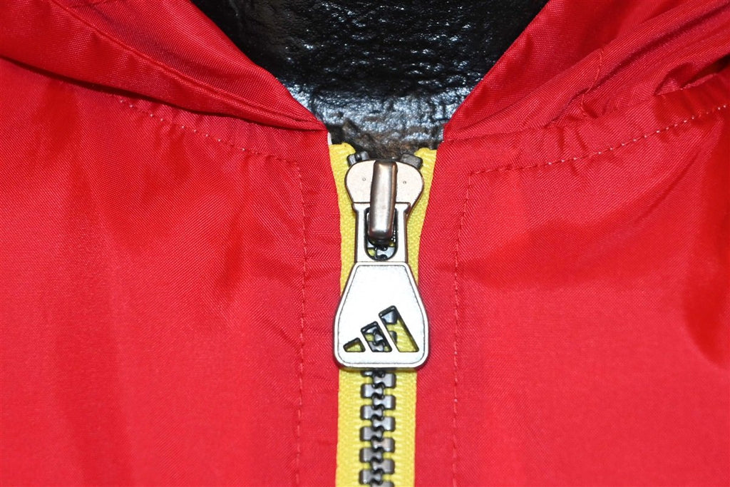 90s Adidas Red Yellow Hooded Windbreaker Jacket Medium product image 4