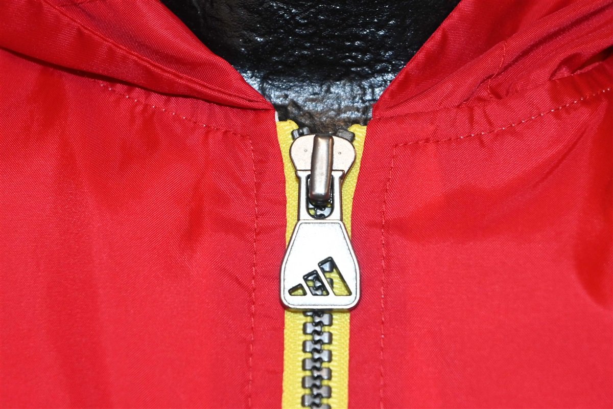 90s Adidas Red Yellow Hooded Windbreaker Jacket Medium product image 4