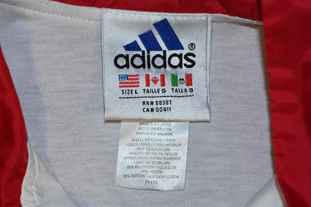 90s Adidas Red Yellow Hooded Windbreaker Jacket Medium product image 7