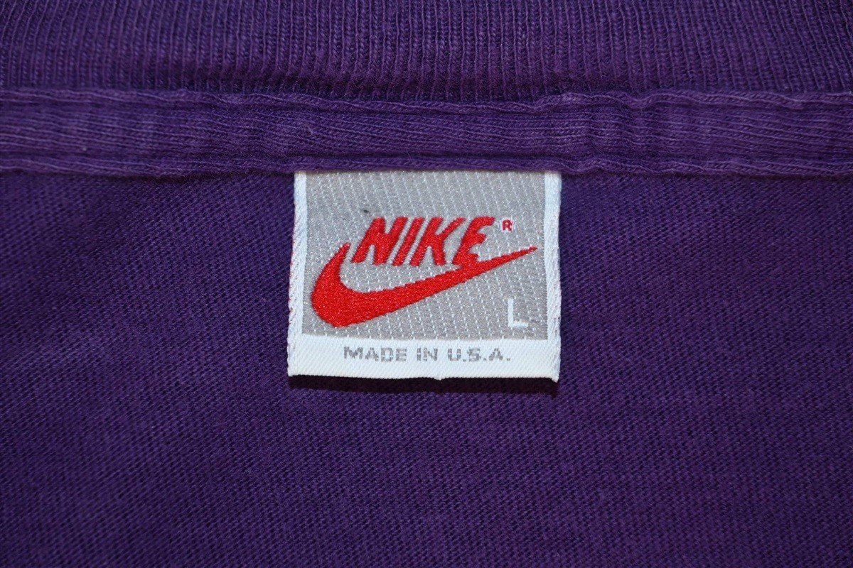 90s Nike Swoosh Logo Purple Basketball t-shirt Large product image 4