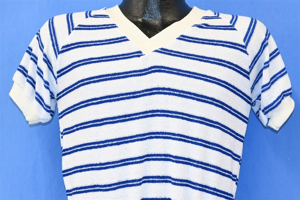 80s Terry Cloth Blue White Striped Deadstock t-shirt Medium product image 1