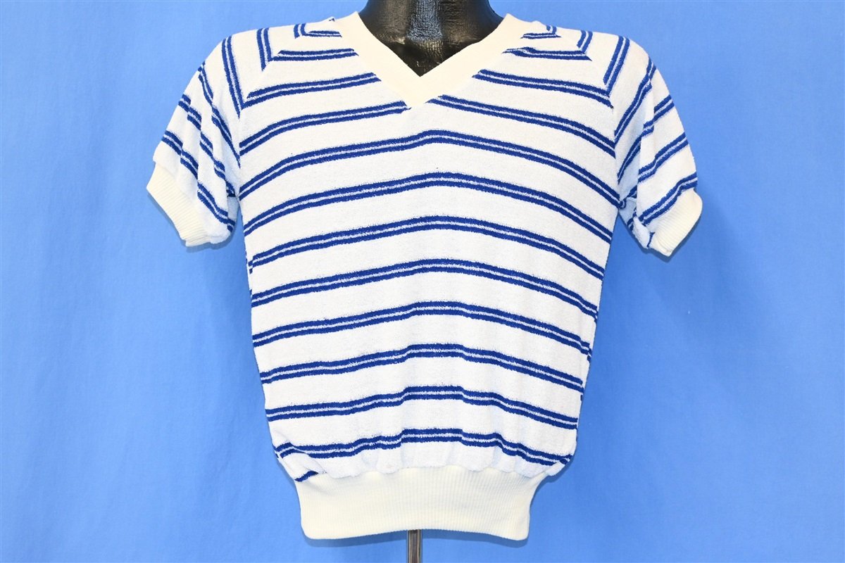80s Terry Cloth Blue White Striped Deadstock t-shirt Medium product image 2