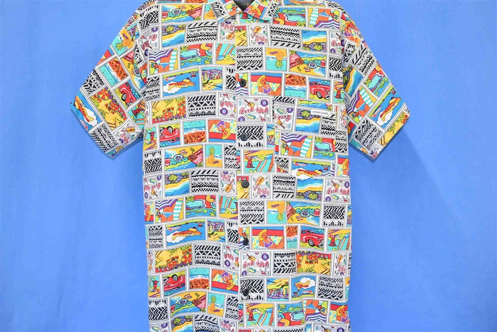 80s Ocean Pacific OP Rock N Roll Surf Button Down Shirt product image 2