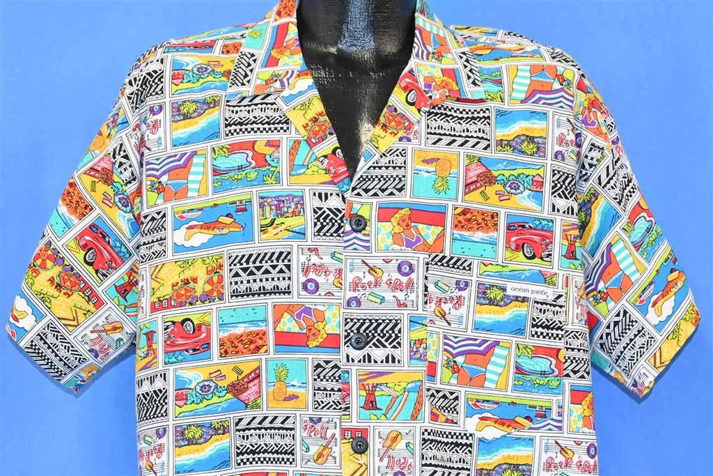 80s Ocean Pacific OP Rock N Roll Surf Button Down Shirt product image 3