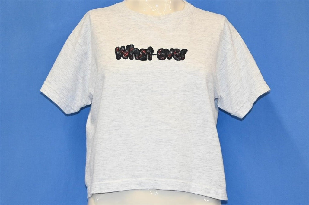 90s What-Ever Embroidered Plaid Gray Half t-shirt Women's product image 1