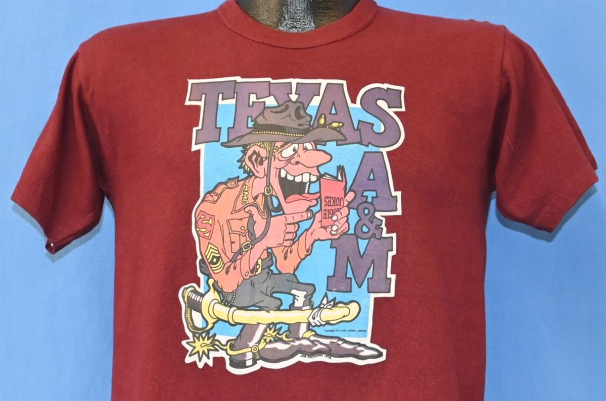 70s Texas A&M Aggies Cartoon Iron On College t-shirt Medium product image 1