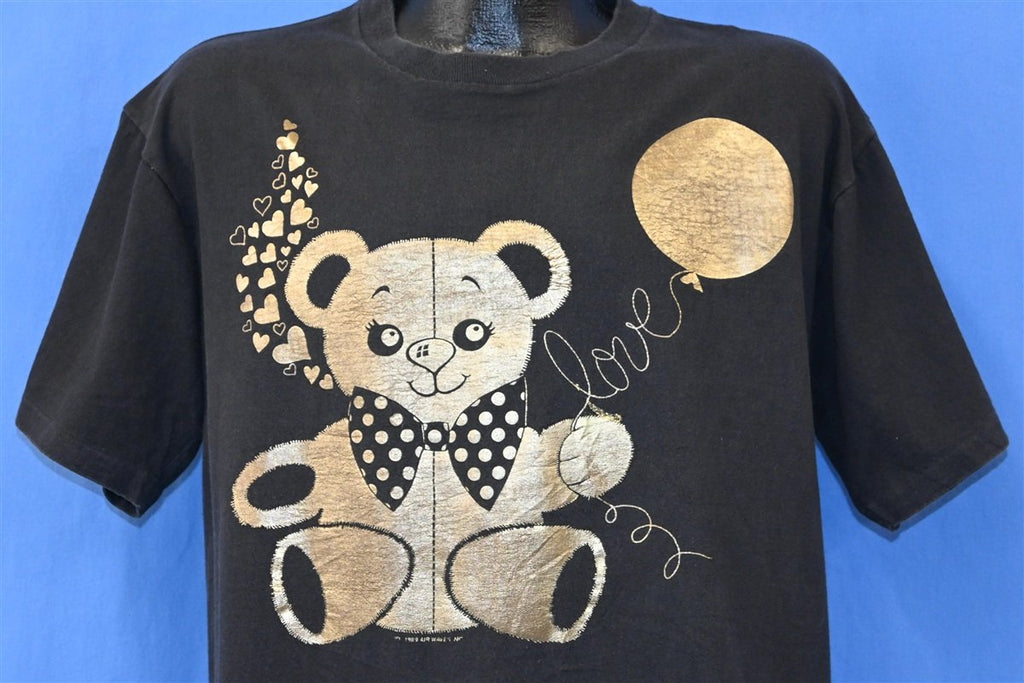 80s Teddy Bear Metallic Gold Heart Love t-shirt Large product image 1