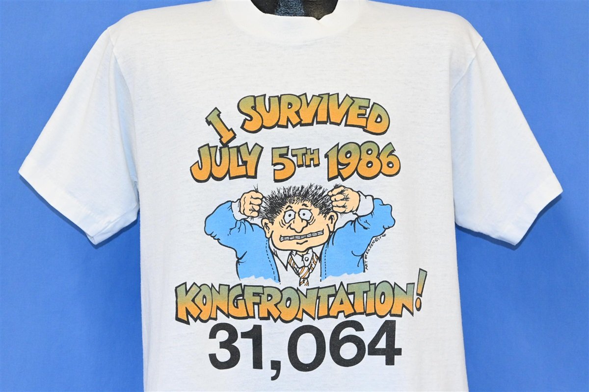 80s I Survived July 5th 1986 Kongfrontation! t-shirt Large product image 1