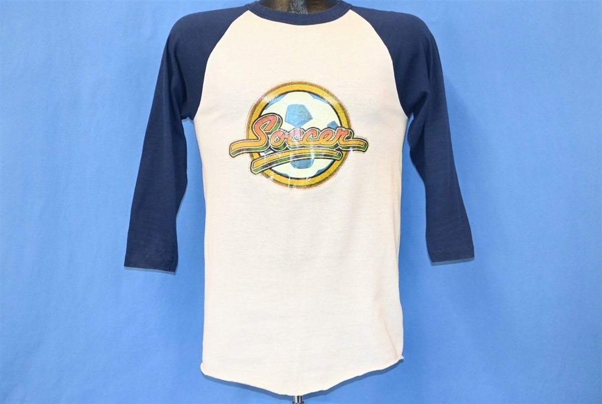 70s Soccer Ball Glitter Iron On Raglan t-shirt Small product image 2