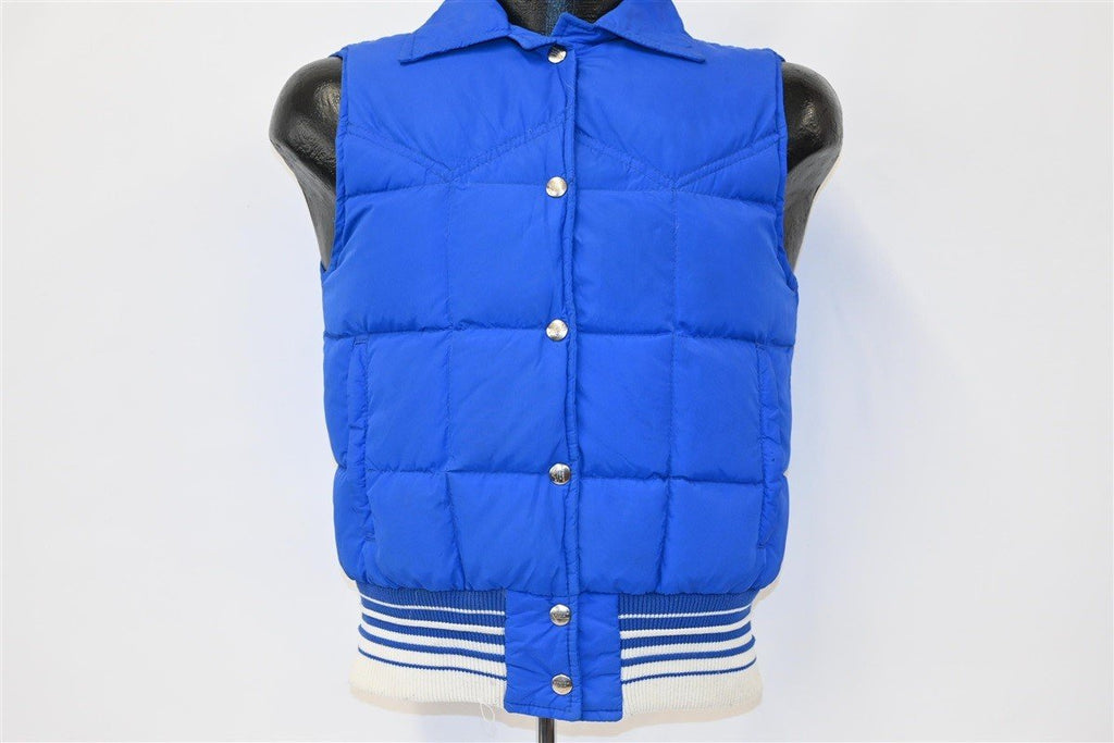 80s White Mountain Blue Snap Up Puffy Ski Vest Small product image 2
