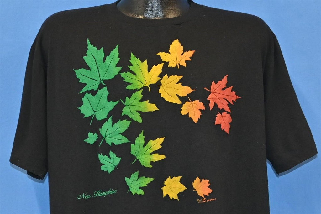 80s New Hampshire Autumn Leaves Puffy Paint t-shirt Extra product image 1