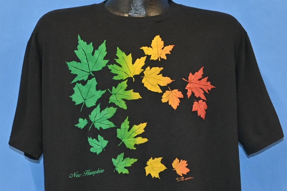 80s New Hampshire Autumn Leaves Puffy Paint t-shirt Extra product image 1