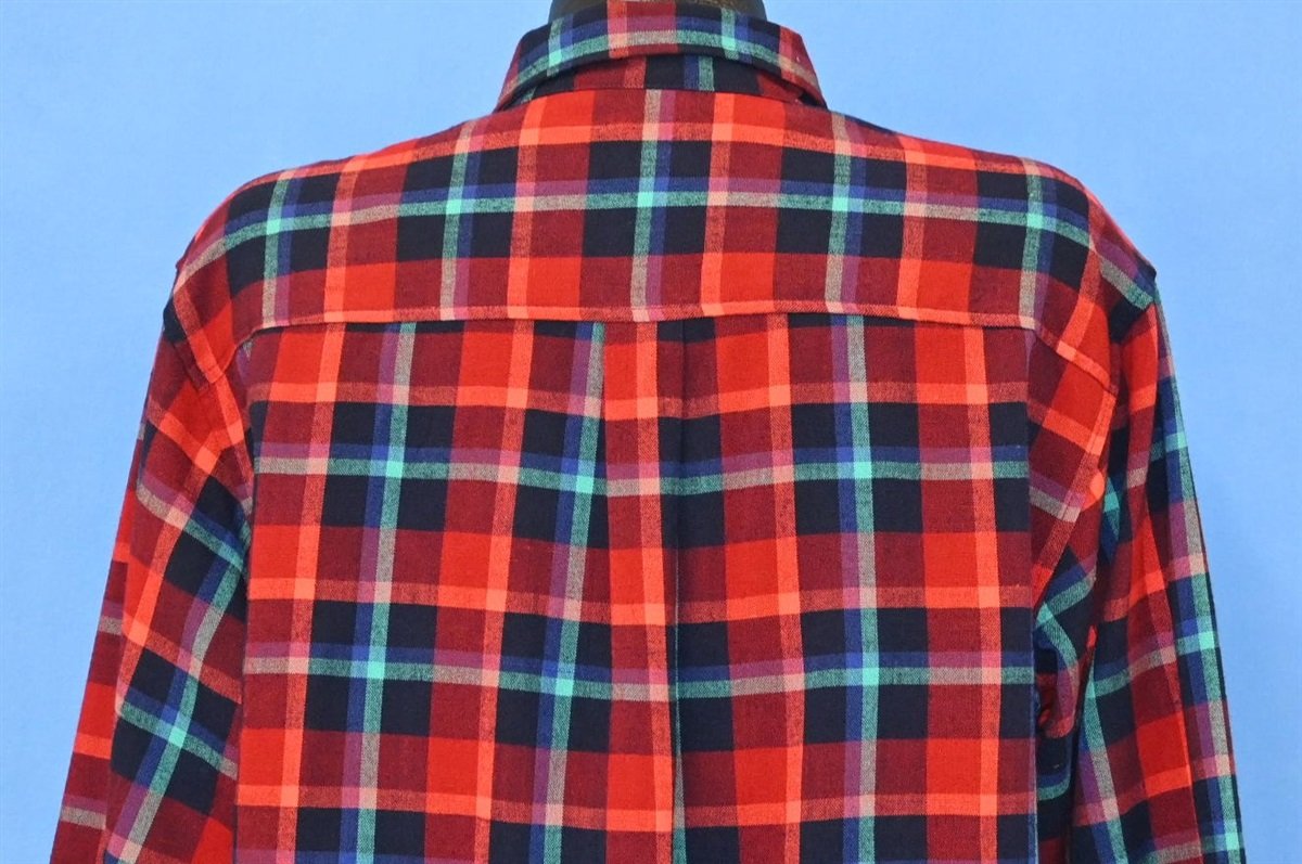 90s Red Blue Plaid Flannel Button Down Shirt Large product image 3