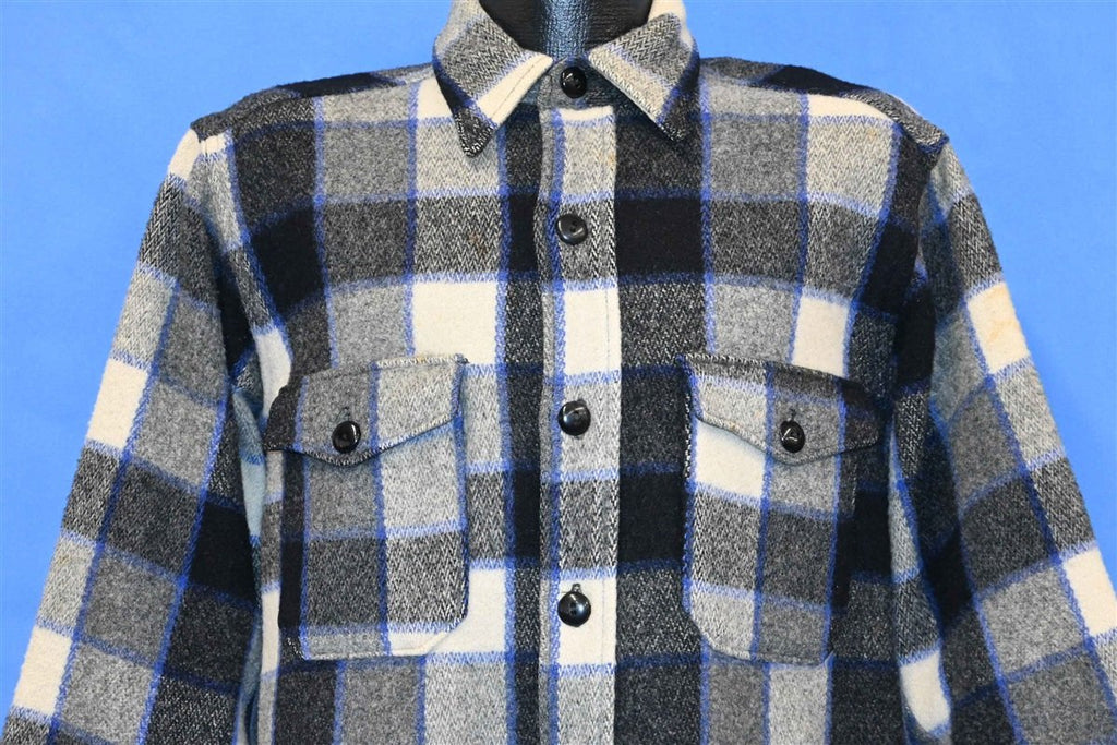 70s Woolrich Gray Shadow Plaid Wool Shirt Jacket Large product image 1