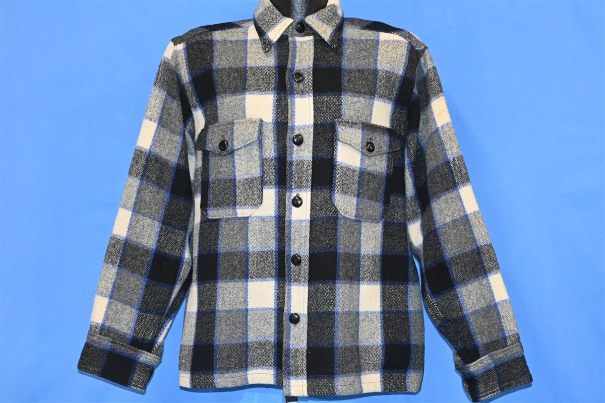 70s Woolrich Gray Shadow Plaid Wool Shirt Jacket Large product image 2