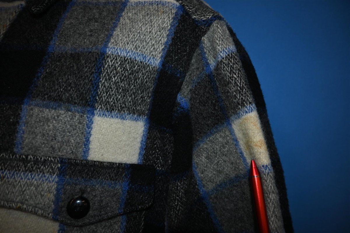 70s Woolrich Gray Shadow Plaid Wool Shirt Jacket Large product image 5