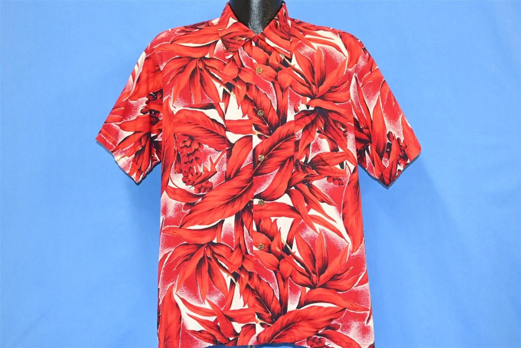 50s Waikiki Wear Red Floral Loop Collar Hawaiian Shirt Large product image 2