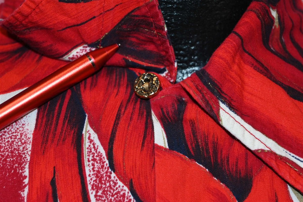 50s Waikiki Wear Red Floral Loop Collar Hawaiian Shirt Large product image 3