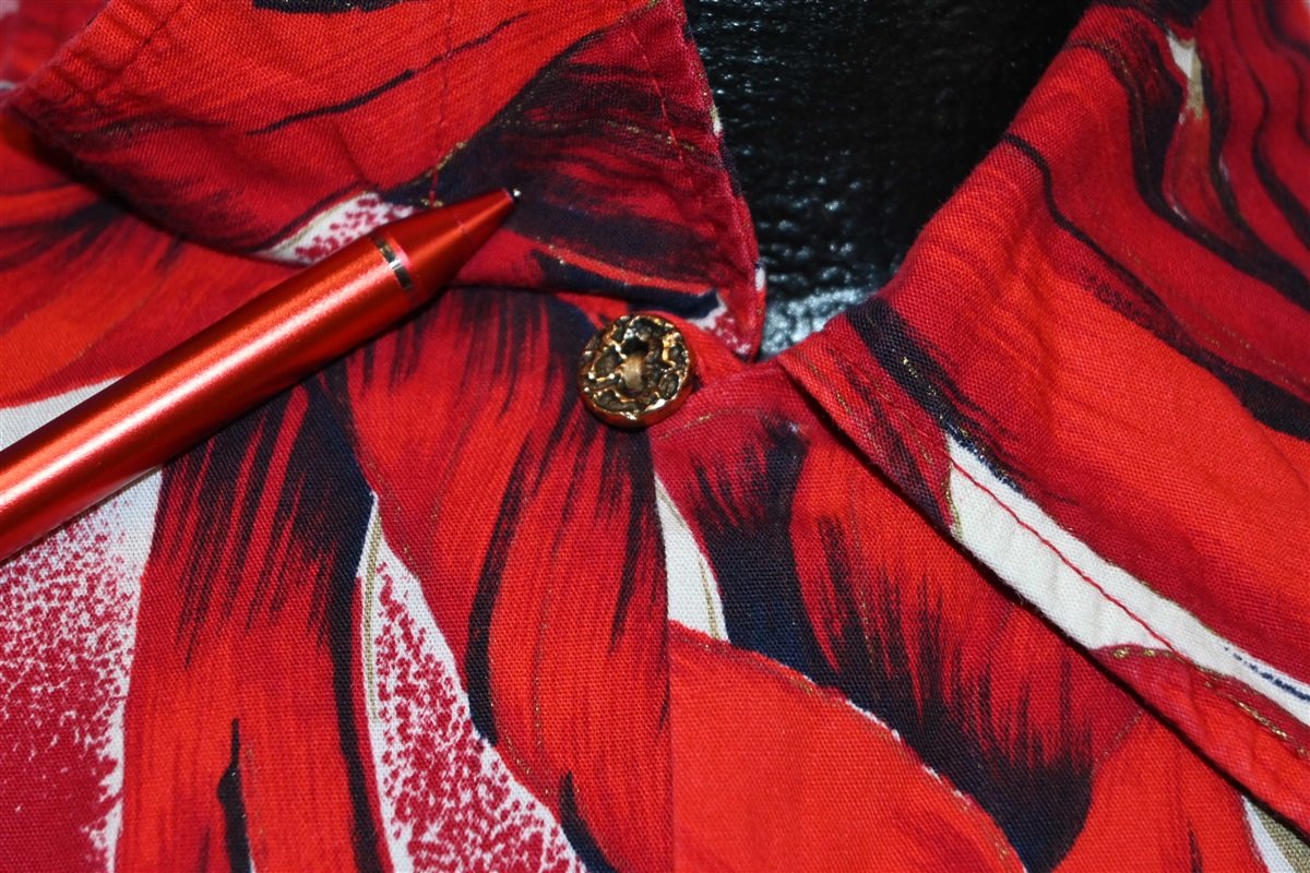 50s Waikiki Wear Red Floral Loop Collar Hawaiian Shirt Large product image 3