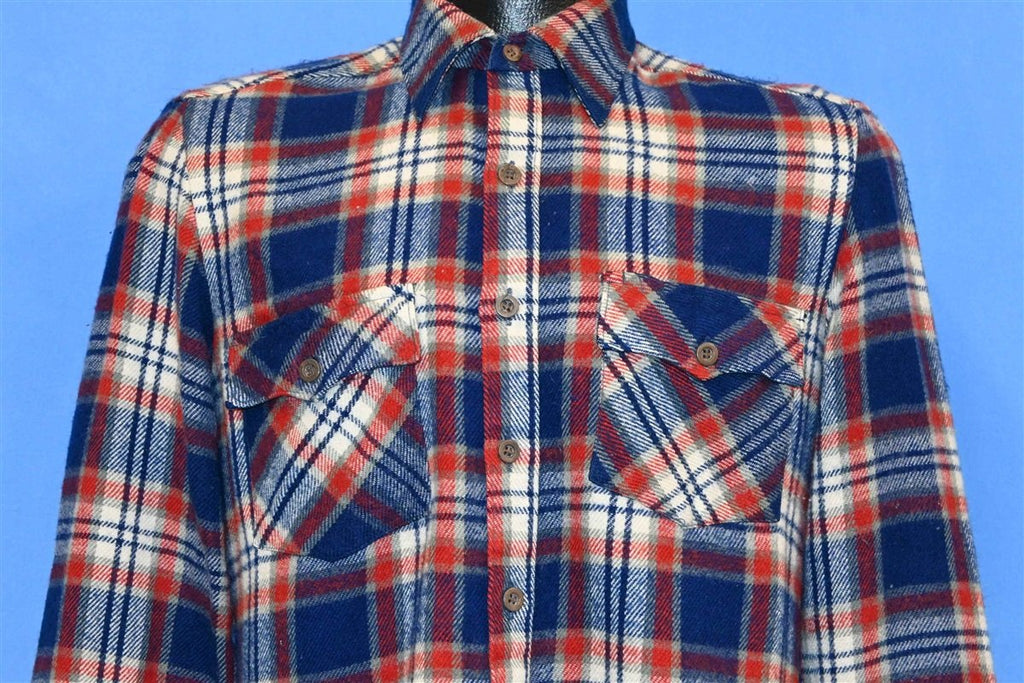 80s Rugged Blue Red Plaid Flannel Button Down Shirt Small product image 1