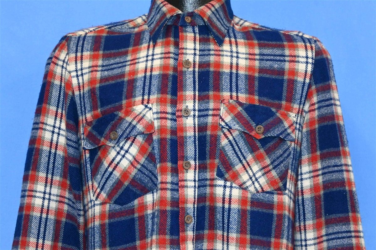 80s Rugged Blue Red Plaid Flannel Button Down Shirt Small product image 1