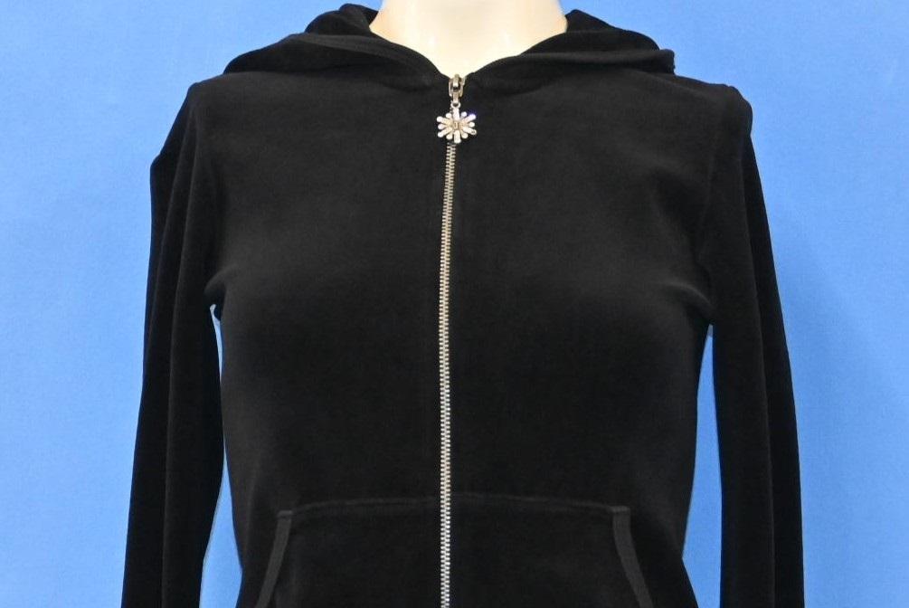 Y2K Juicy Couture Black Velvet Track Jacket Women's Extra product image 1