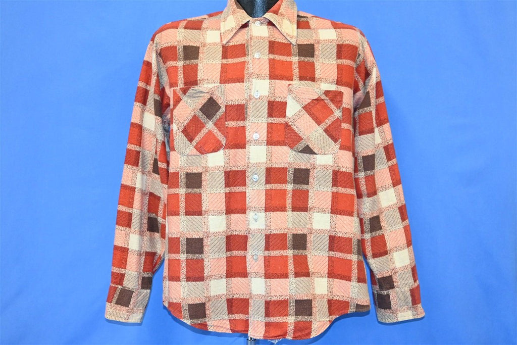 80s Campus Orange Plaid Flannel Button Down Shirt Medium product image 2