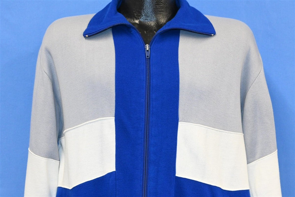 80s Blue White Gray Zipper Track Jacket Large product image 1