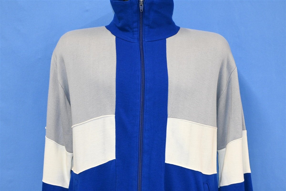 80s Blue White Gray Zipper Track Jacket Large product image 2