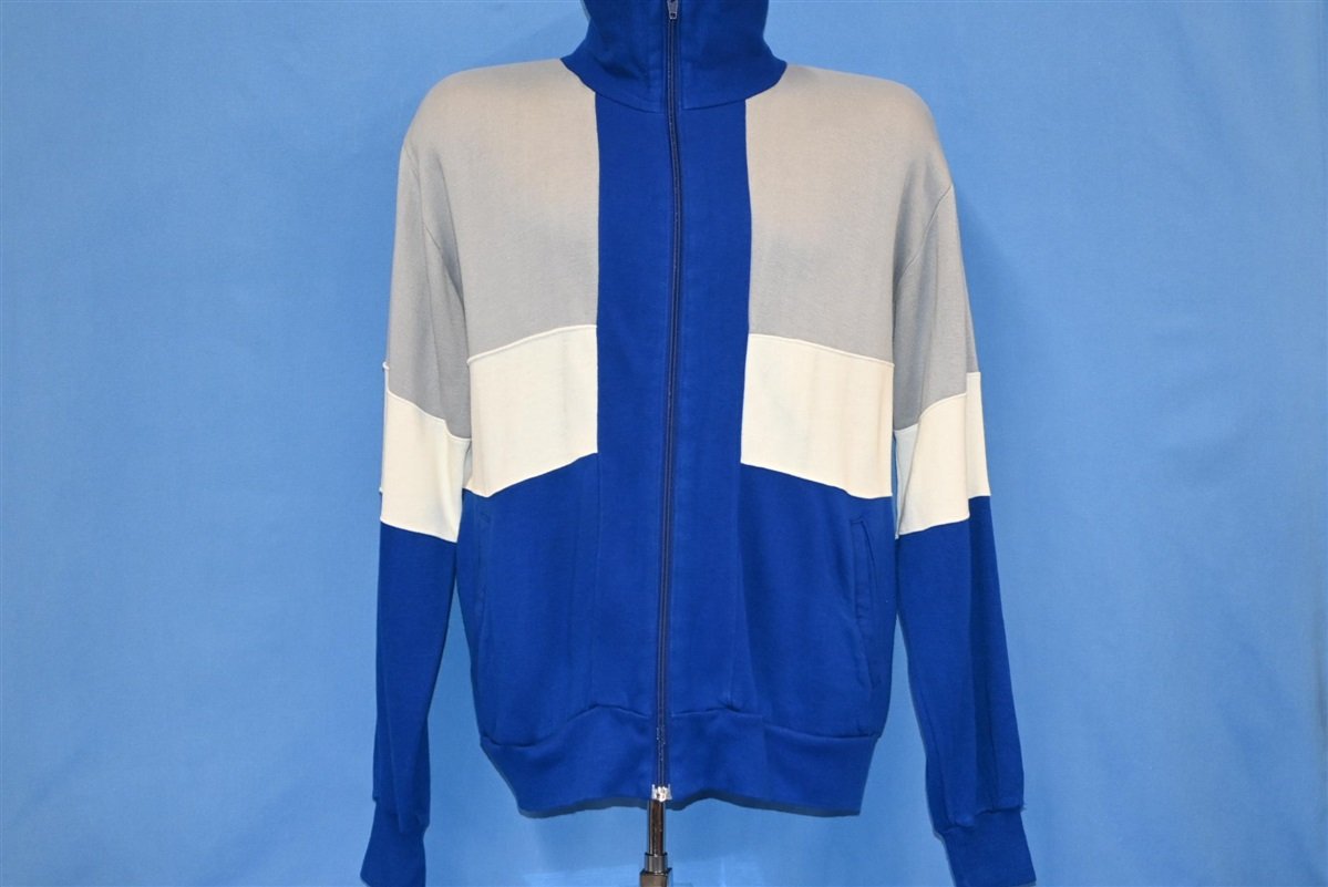 80s Blue White Gray Zipper Track Jacket Large product image 3