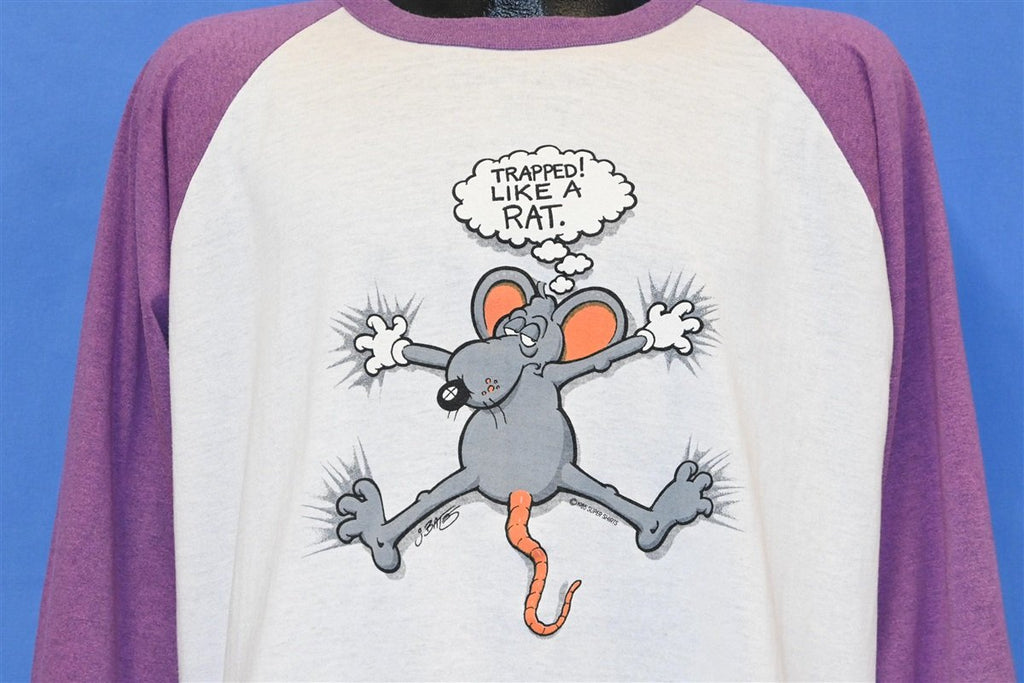80s Trapped Like a Rat Funny Cartoon Raglan t-shirt Extra product image 1