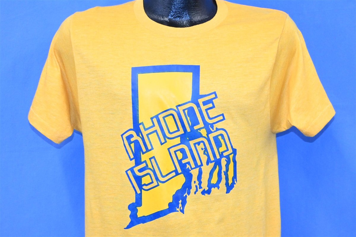 80s Rhode Island State Outline Yellow Blue t-shirt Medium product image 1