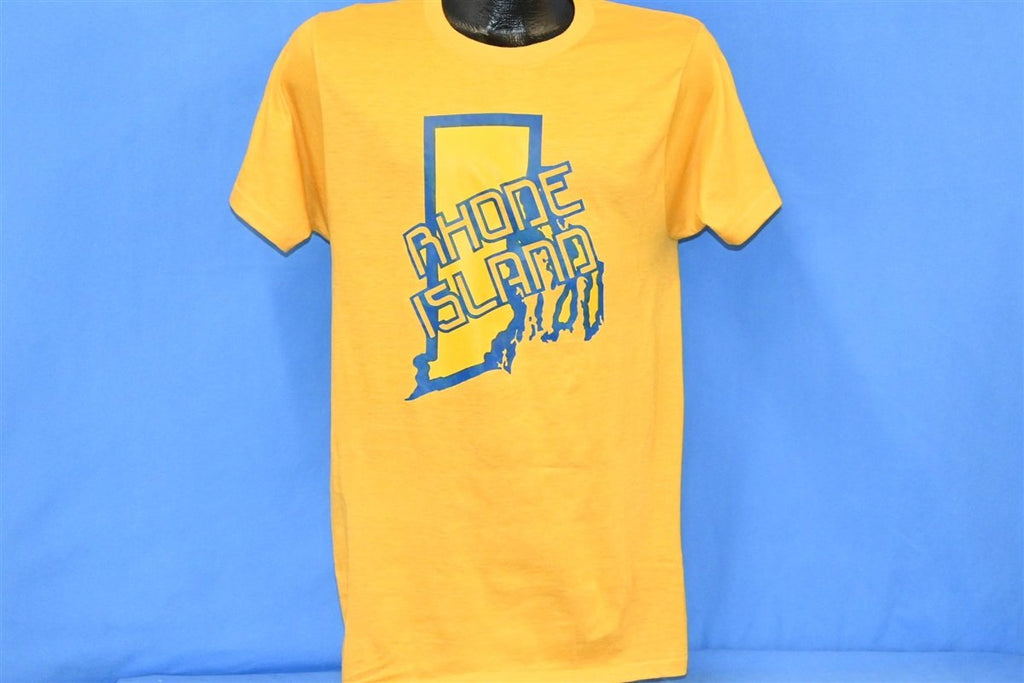 80s Rhode Island State Outline Yellow Blue t-shirt Medium product image 2